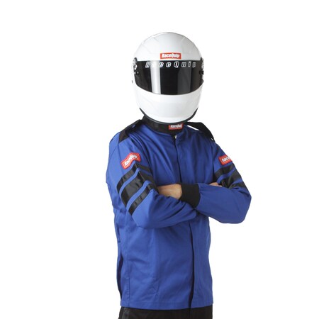 Racequip SINGLE LAYER RACING DRIVER FIRE SUIT JACKET; SFI 3.2A/ 1 ; BLUE LARGE 111025